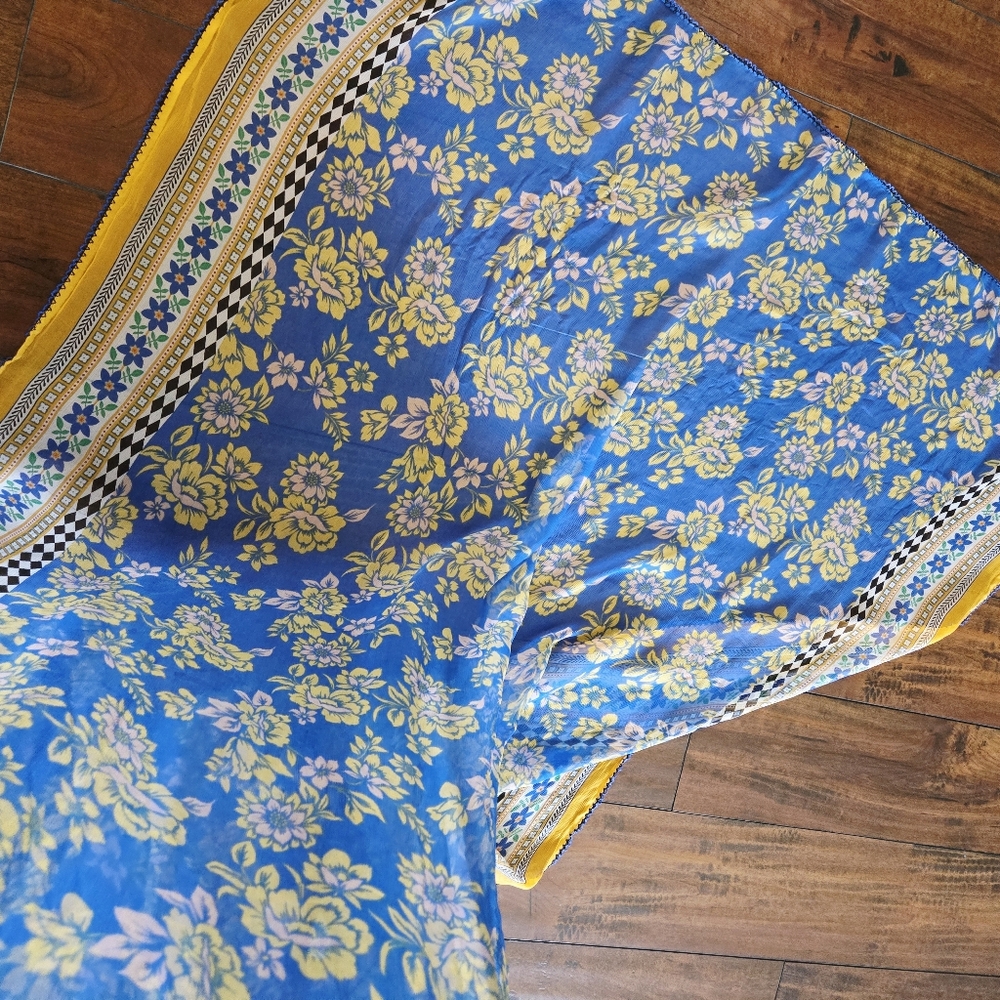 Printed Embroidered Top Kameez Dupatta Long Scarf 100% Cotton Causal Wear Dress - Picture 7 of 8